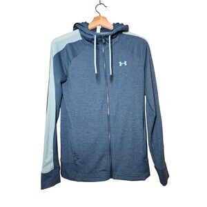 Under Armour‎ Jacket Womens Size Small Teal Blue Fitted Hooded Full Zip Athletic